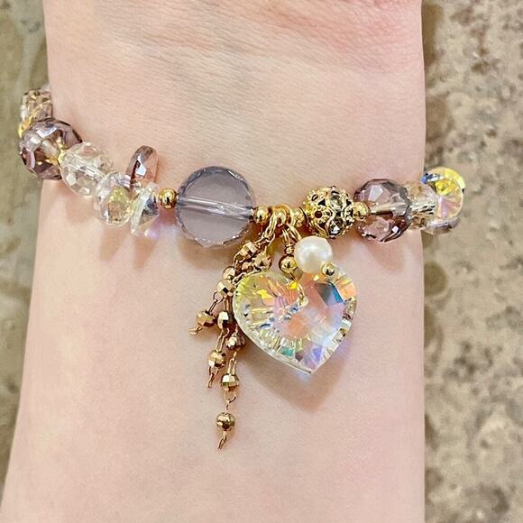 Purple Heart Swarovski Beaded Bracelet - Picture 8 of 10